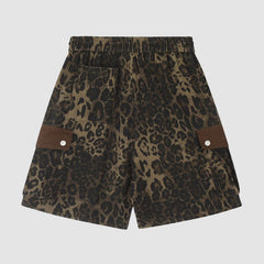 Shorts mit Kordelzug und Leopardenmuster