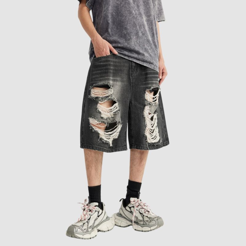 Pantalones cortos rotos de hip hop