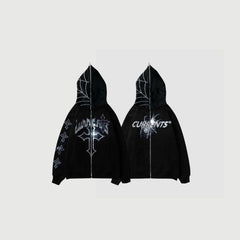 Trendiger Streetwear Hip-Hop Metal-Zip Hoodie