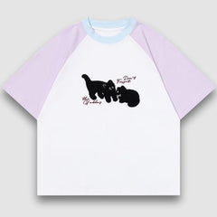 Linda camiseta bordada con gato