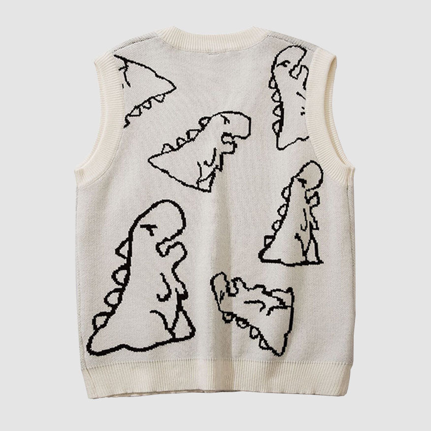 Westenpullover mit Dinosaurier-Print