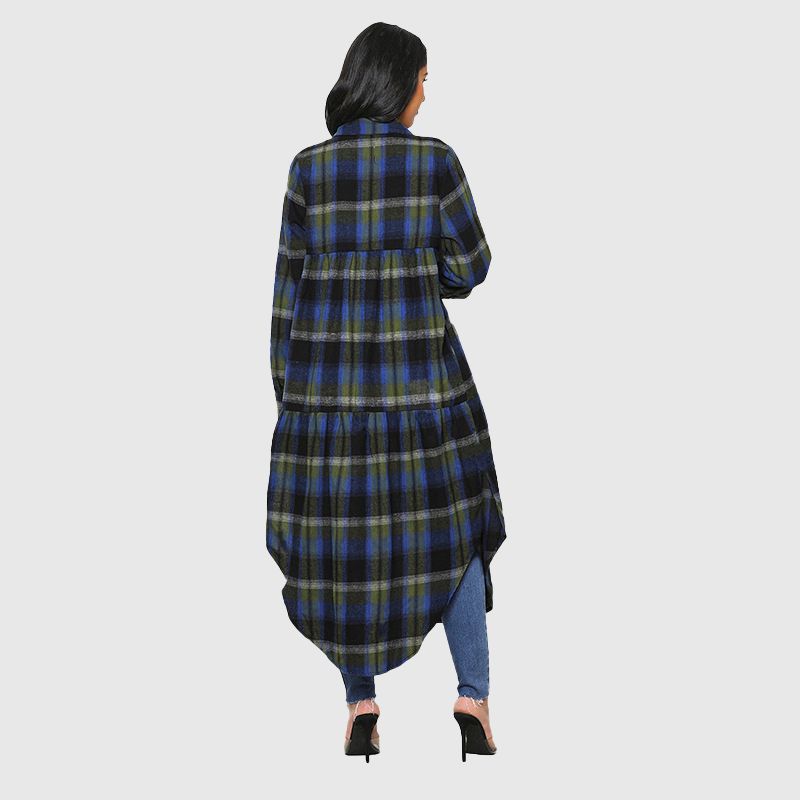 Pleated Design Plaid Shirts