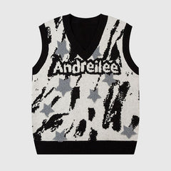 Star Graffiti Printed Vest Sweater