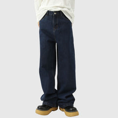 Simple Solid Color Wide Leg Jeans