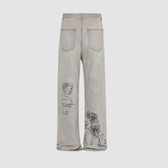 Artistic Printed Design Jeans