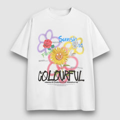 T-Shirt mit Graffiti-Sonnenblumen-Print