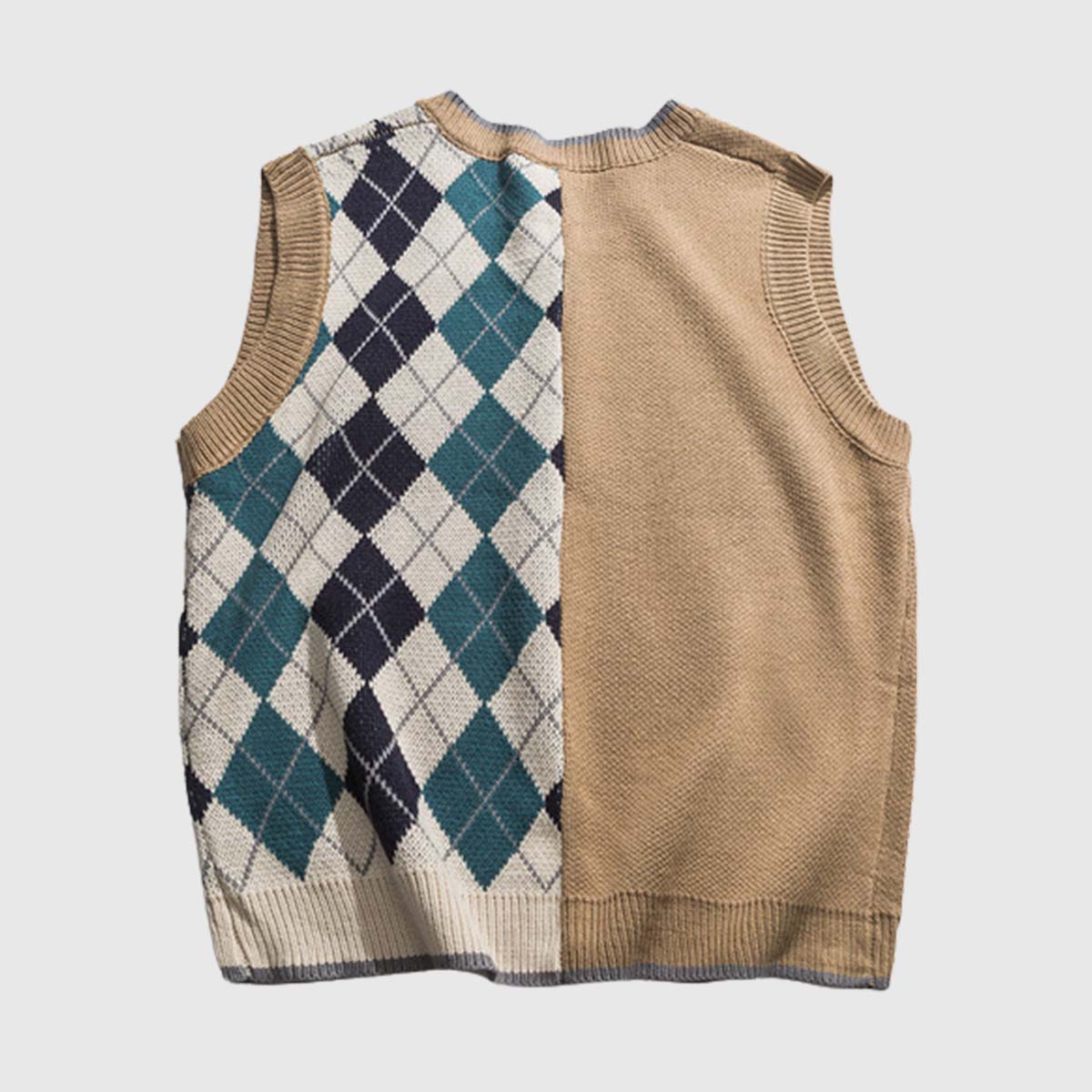 Patchwork Rhombus Vest Sweater