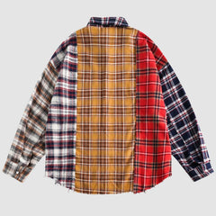 Hip Hop Contrast Plaid Shirts