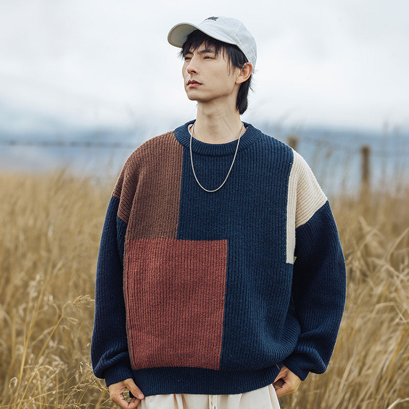 Color Block Textured Knit Sweater