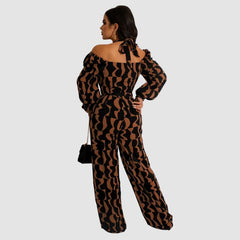 Irregular Printed Halter Jumpsuits