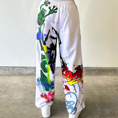 Pantalones casuales con estampado digital 3D de grafiti