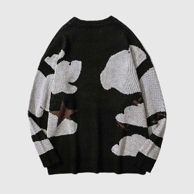 Cartoon Face Printed Pullover