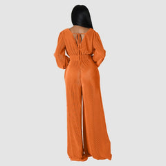 Plissierte Langarm-Jumpsuits