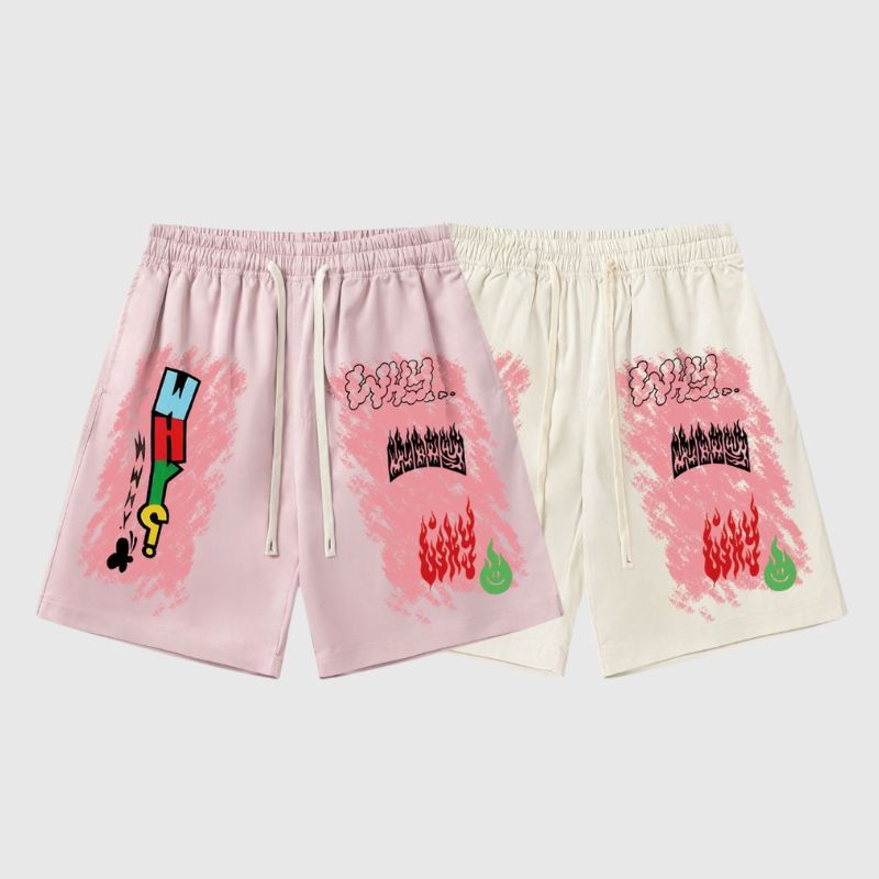 Shorts mit Cartoon-Graffiti