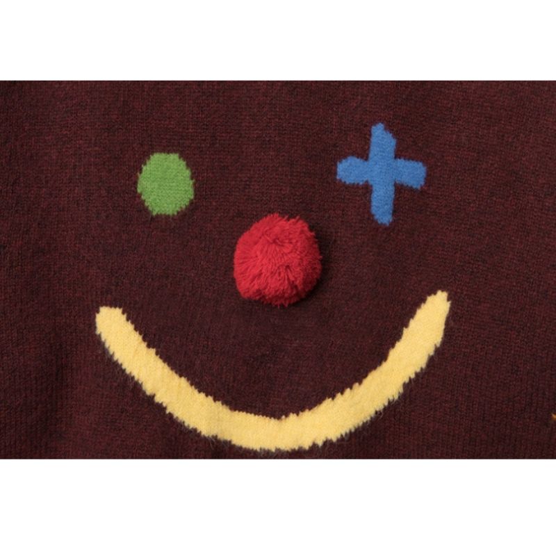 Stars And Smiley Faces Embossed Sweater