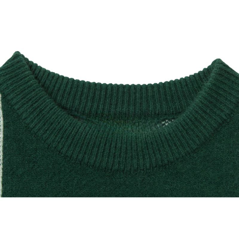 Pullover mit Weihnachtsmusterprägung und Farbblockdesign