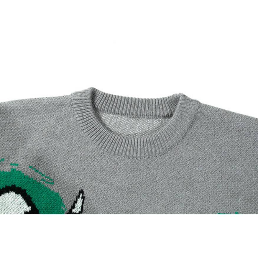 Gesture Print Knit Sweater