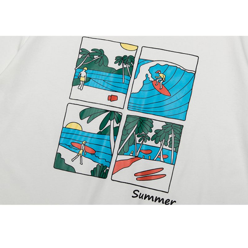 Paar-T-Shirt mit Surf-Print