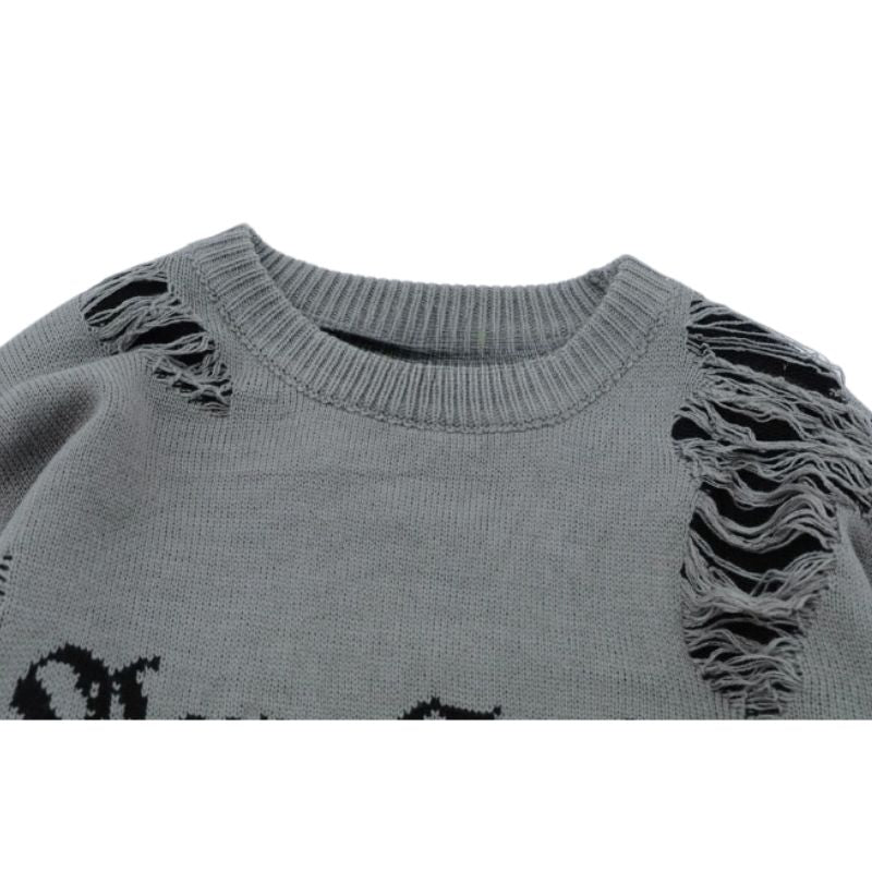 Lässiger Häkel-Strickpullover im Distressed-Look