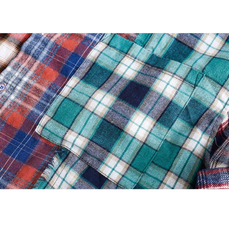 Mixed Plaid Fringed Shirt