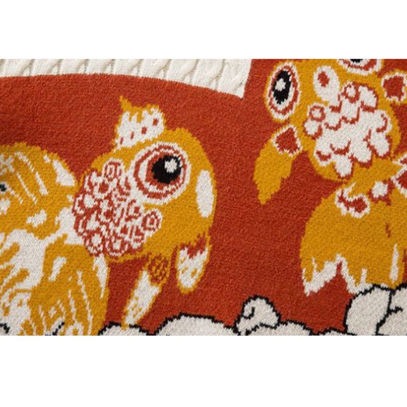 Lucky Koi Embroidered Knit Sweater