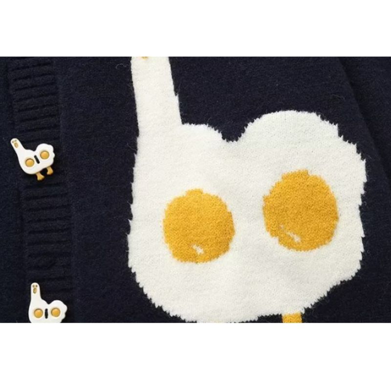 Cute Cartoon White Chicken Sweater Cardigan