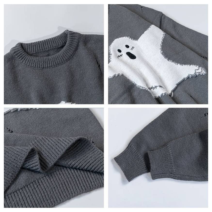 Funny Ghost Pattern Knit Sweater