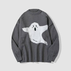 Funny Ghost Pattern Knit Sweater