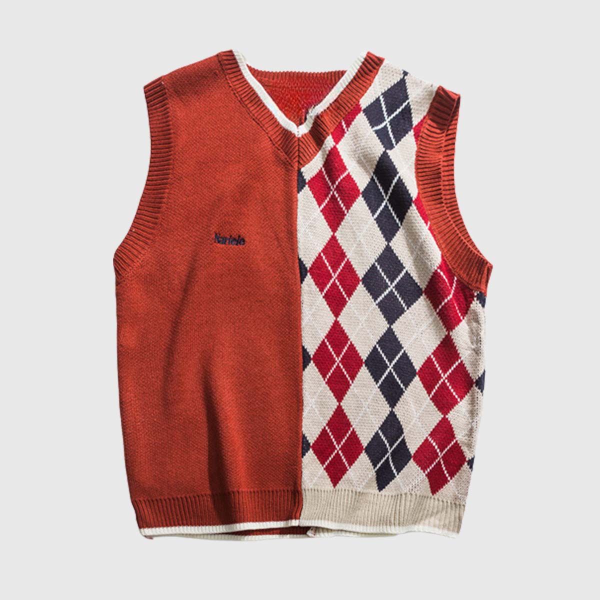 Patchwork Rhombus Vest Sweater