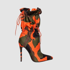 Camouflage Stiefel mit mittelhohem Absatz