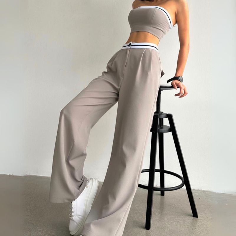 Conjunto de top de tubo y pantalones de pierna ancha