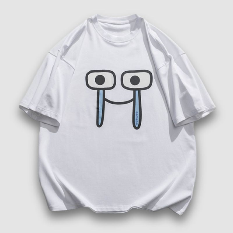 Camiseta estampada con emoticono de dibujos animados