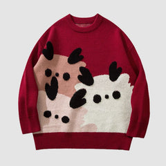 Cartoon Pattern Flocking Sweater