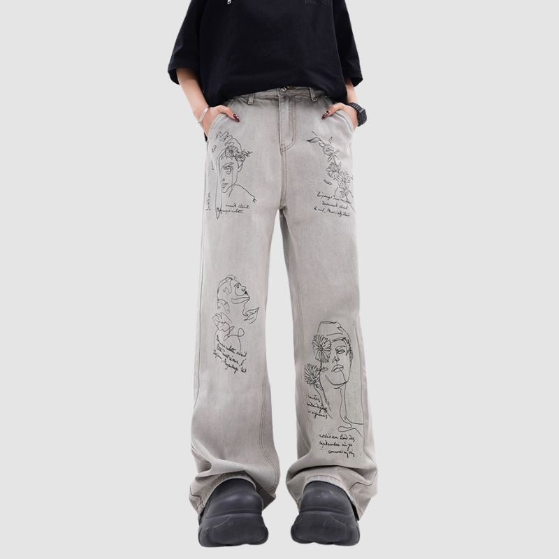 Artistic Printed Design Jeans