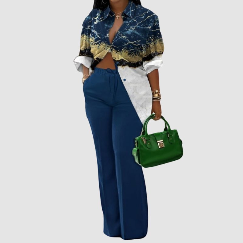 Printed Shirts & Wide Leg Pant Set