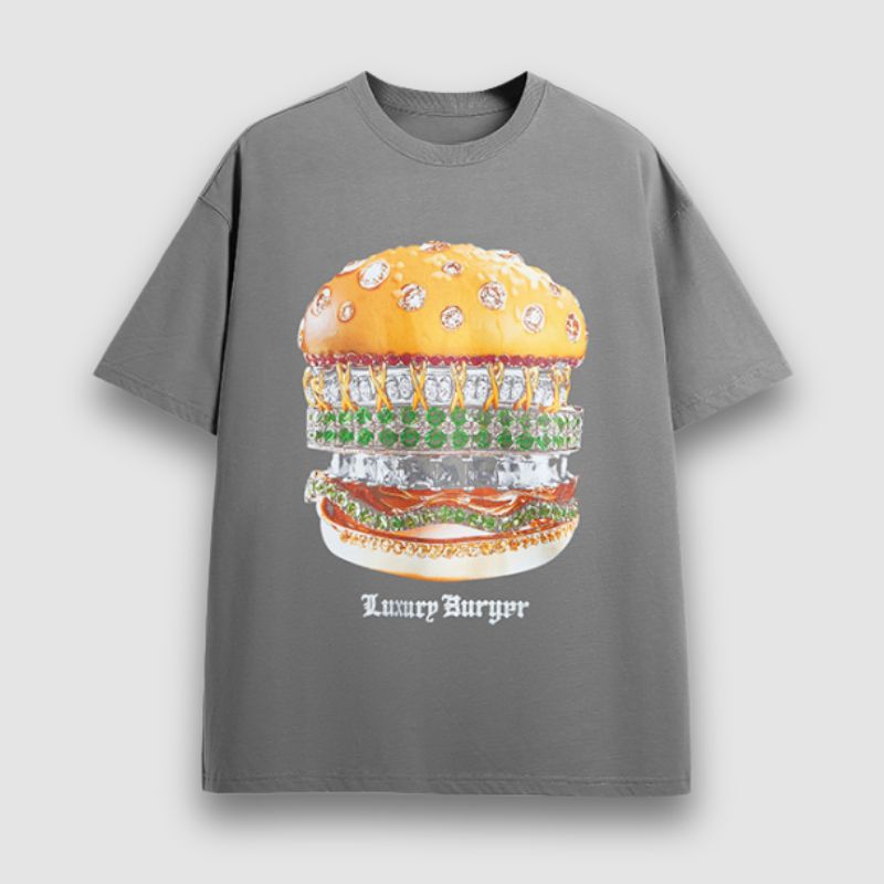 Camiseta con estampado de hamburguesa de diamante