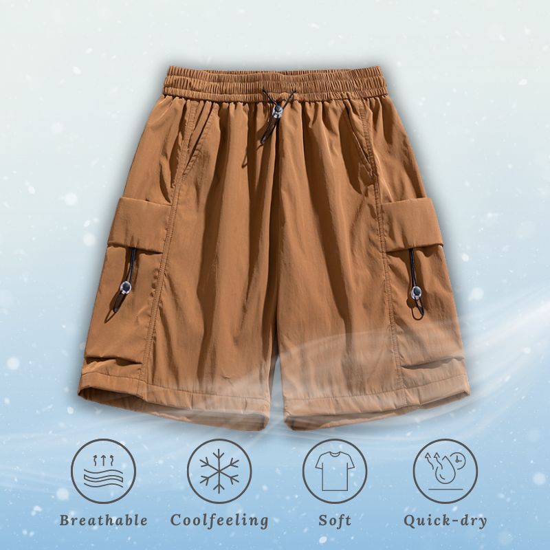 Shorts aus Eisseide mit Kordelzug