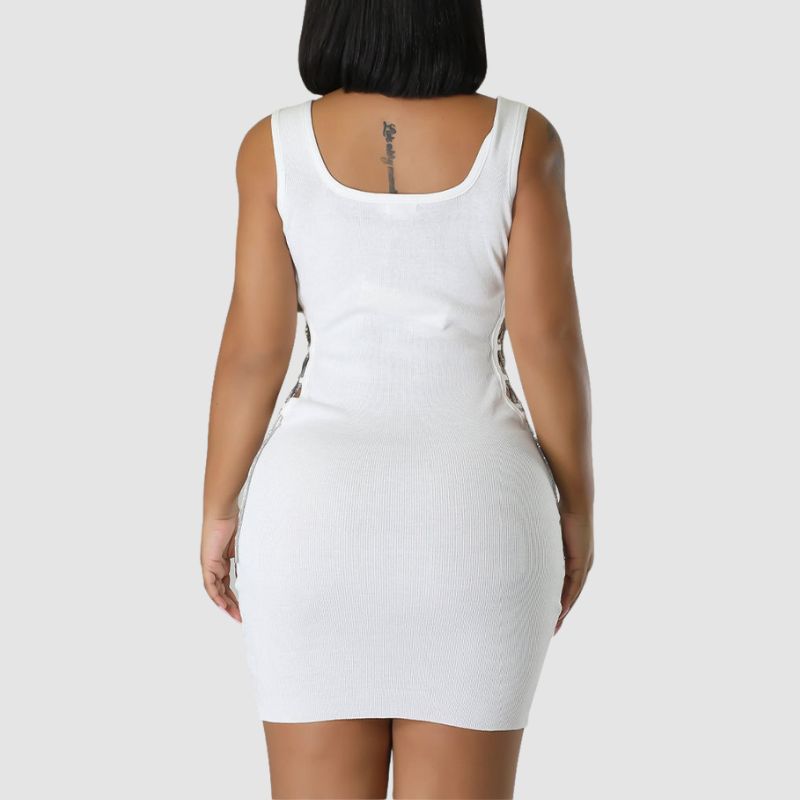 Tank Top Cut Out Drawstring Dress