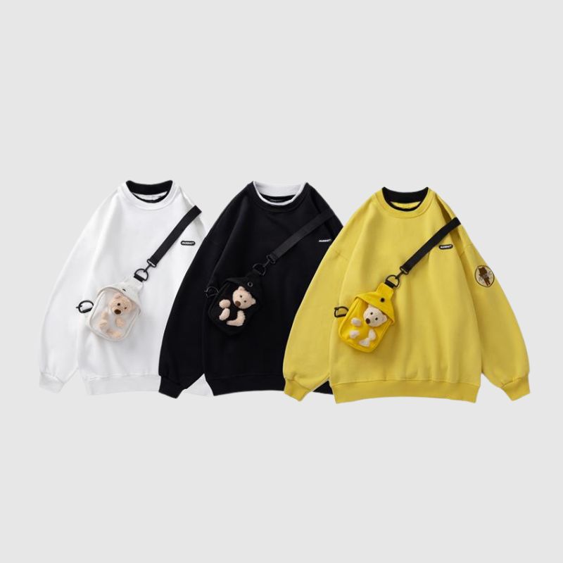 Sudadera con capucha de polar de diseño único + bolsa con osito de peluche