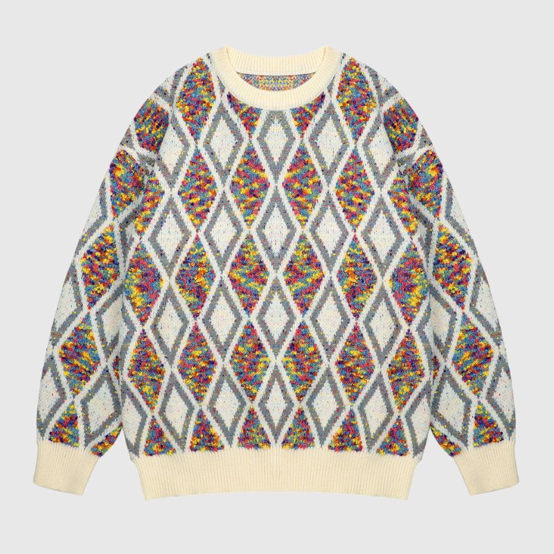 Argyle-Strickpullover mit Farbkontrast