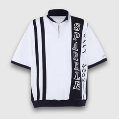 Patchwork-T-Shirts mit Stehkragen