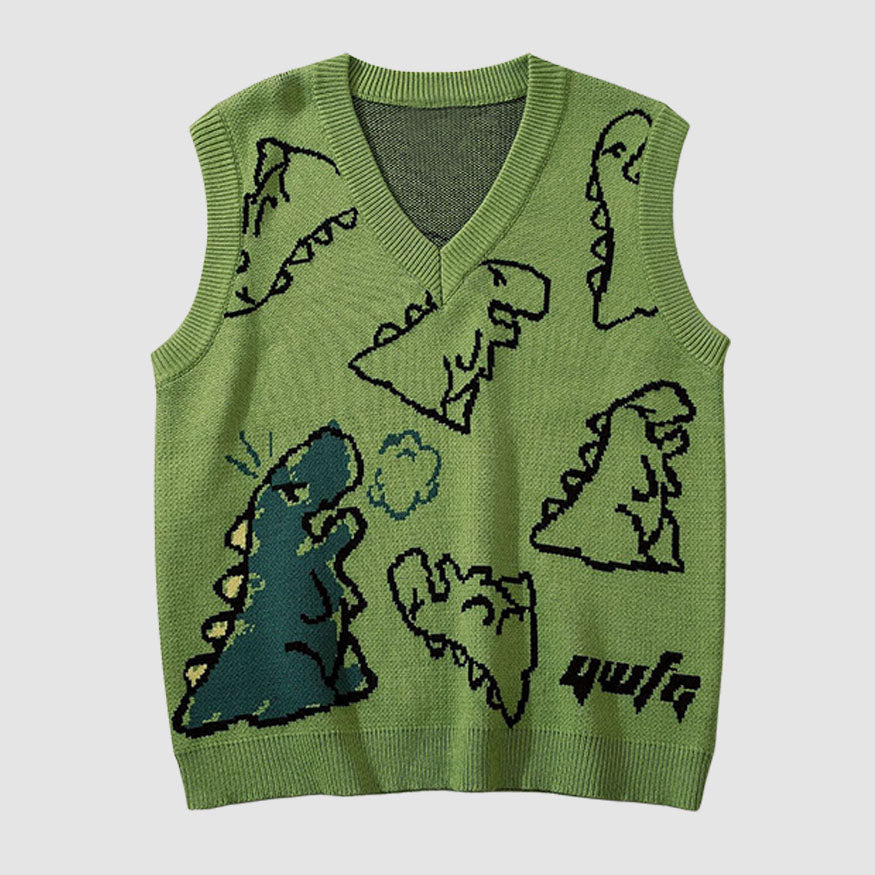 Westenpullover mit Dinosaurier-Print