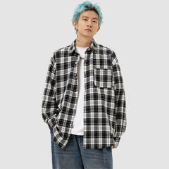 Letter Printed Plaid Shirts