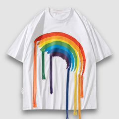 T-Shirt mit Regenbogen-Print und Quastendekor