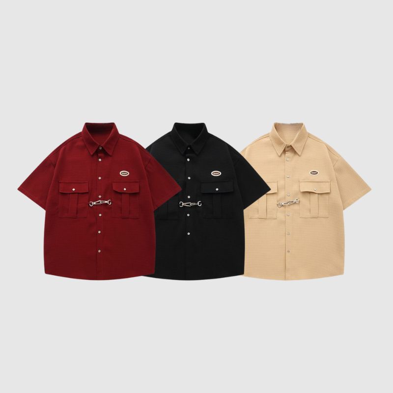 Metal Button Waffle Shirts