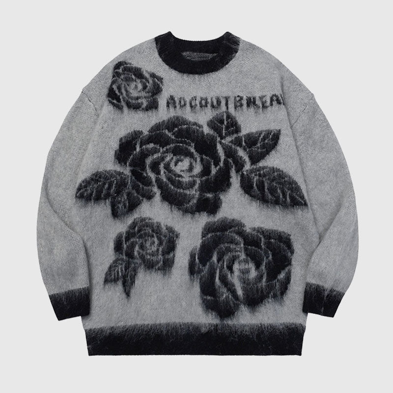 Rose Pattern Printed Pullover