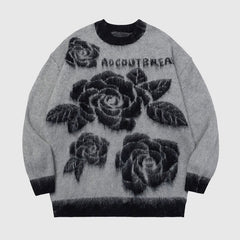 Rose Pattern Printed Pullover