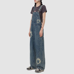 Star Pattern Inkjet Design Wide Leg  Dungarees