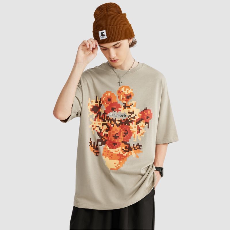 Camiseta con estampado de girasoles en mosaico