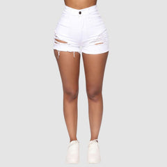 High Elastic Ripped Denim Shorts